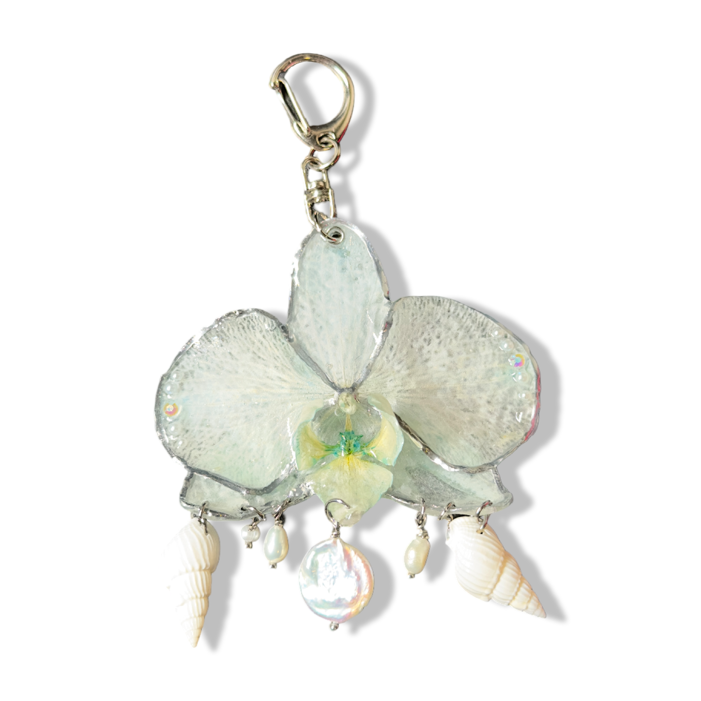 Tyrkys shells orchid bag charm
