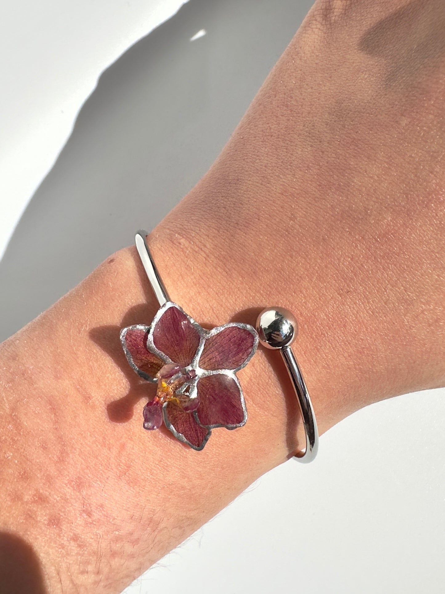 Dark pink orchid bangle