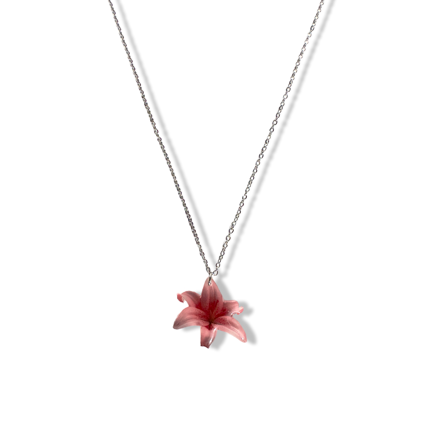 Acrylic pink lilly necklace