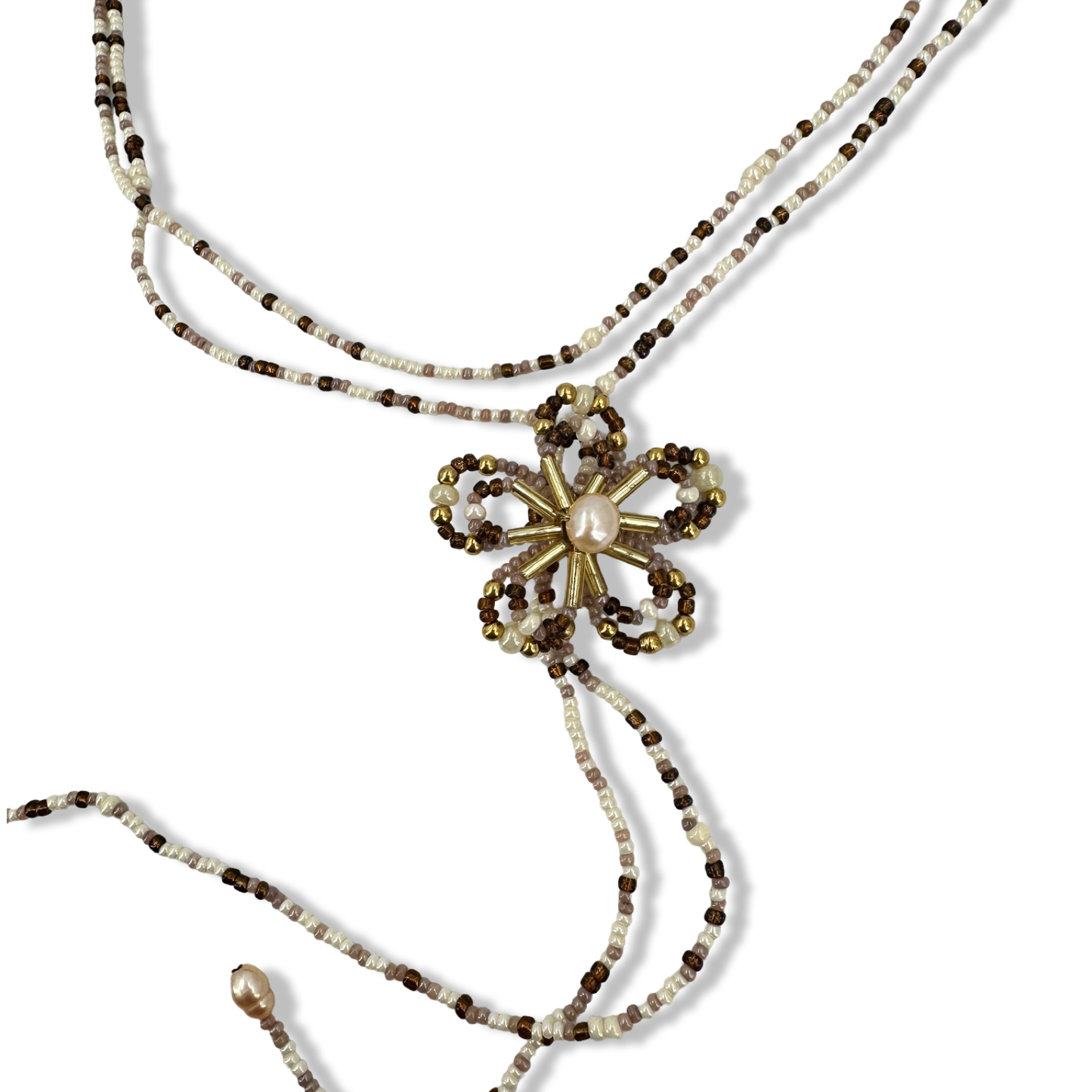 Autumn flower beaded wrap up necklace
