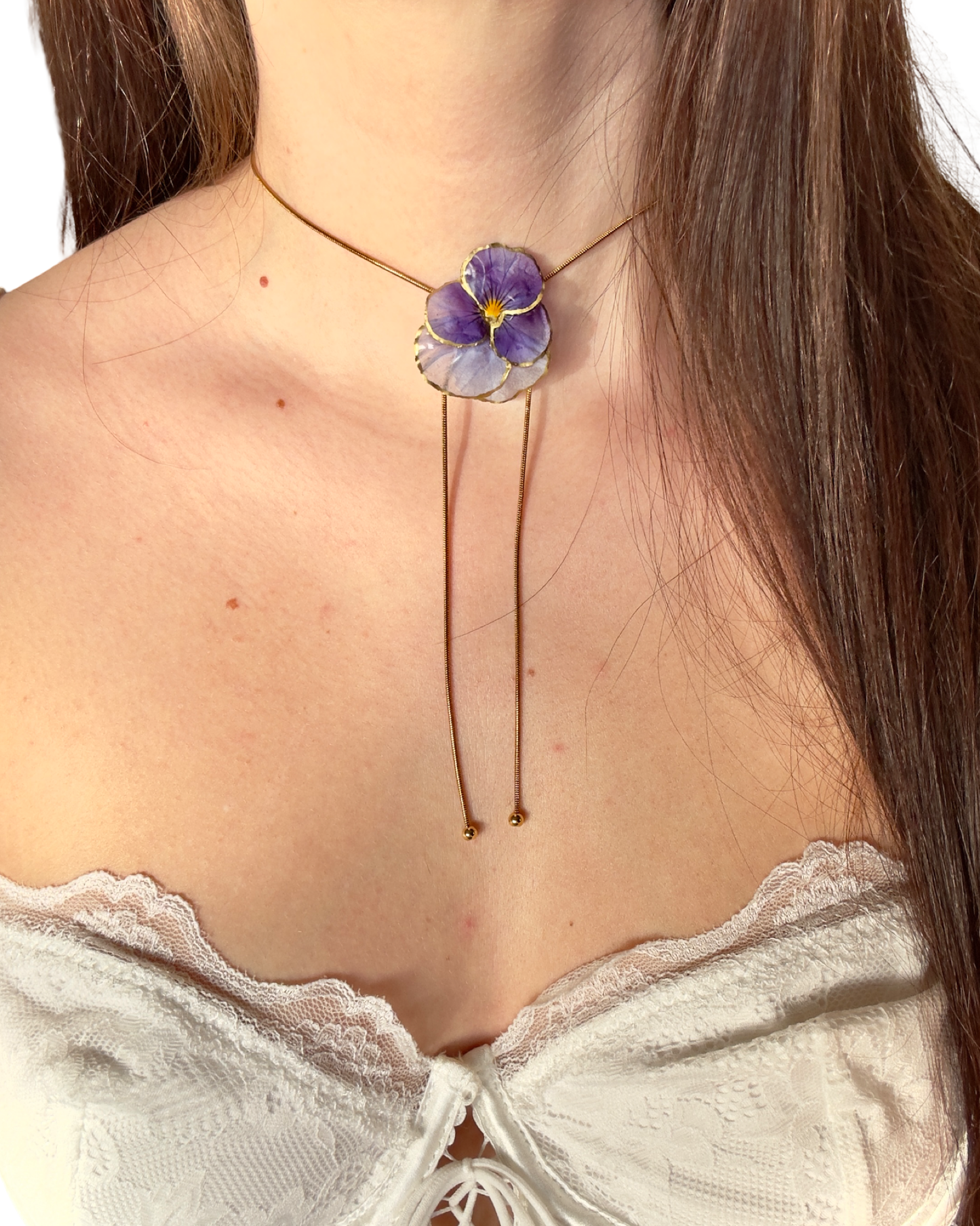 Purple pansy simple necklce