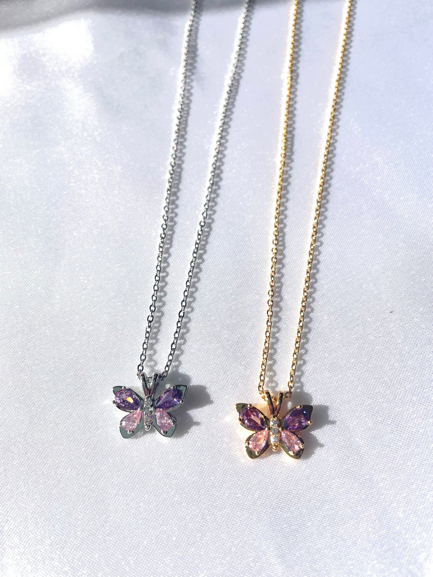 Purple & Pink butterfly necklace