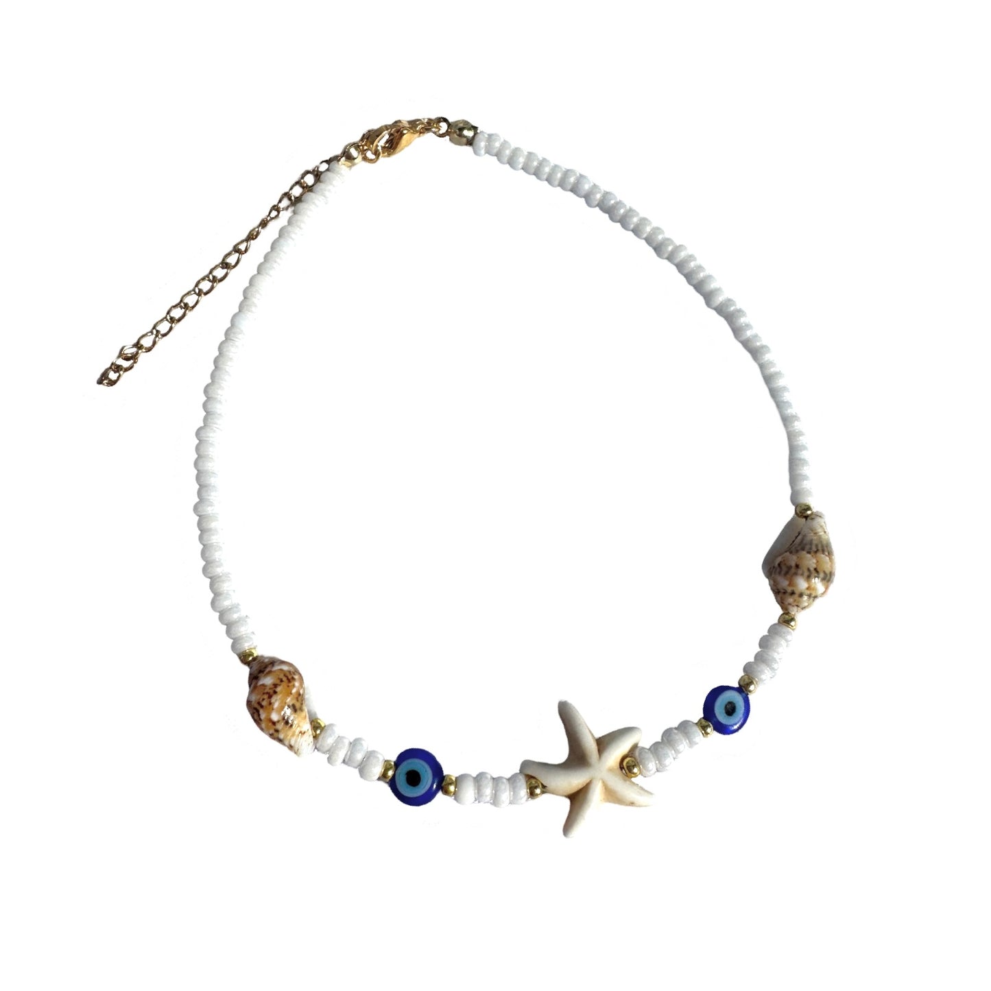 Starfish shell eyes anklet