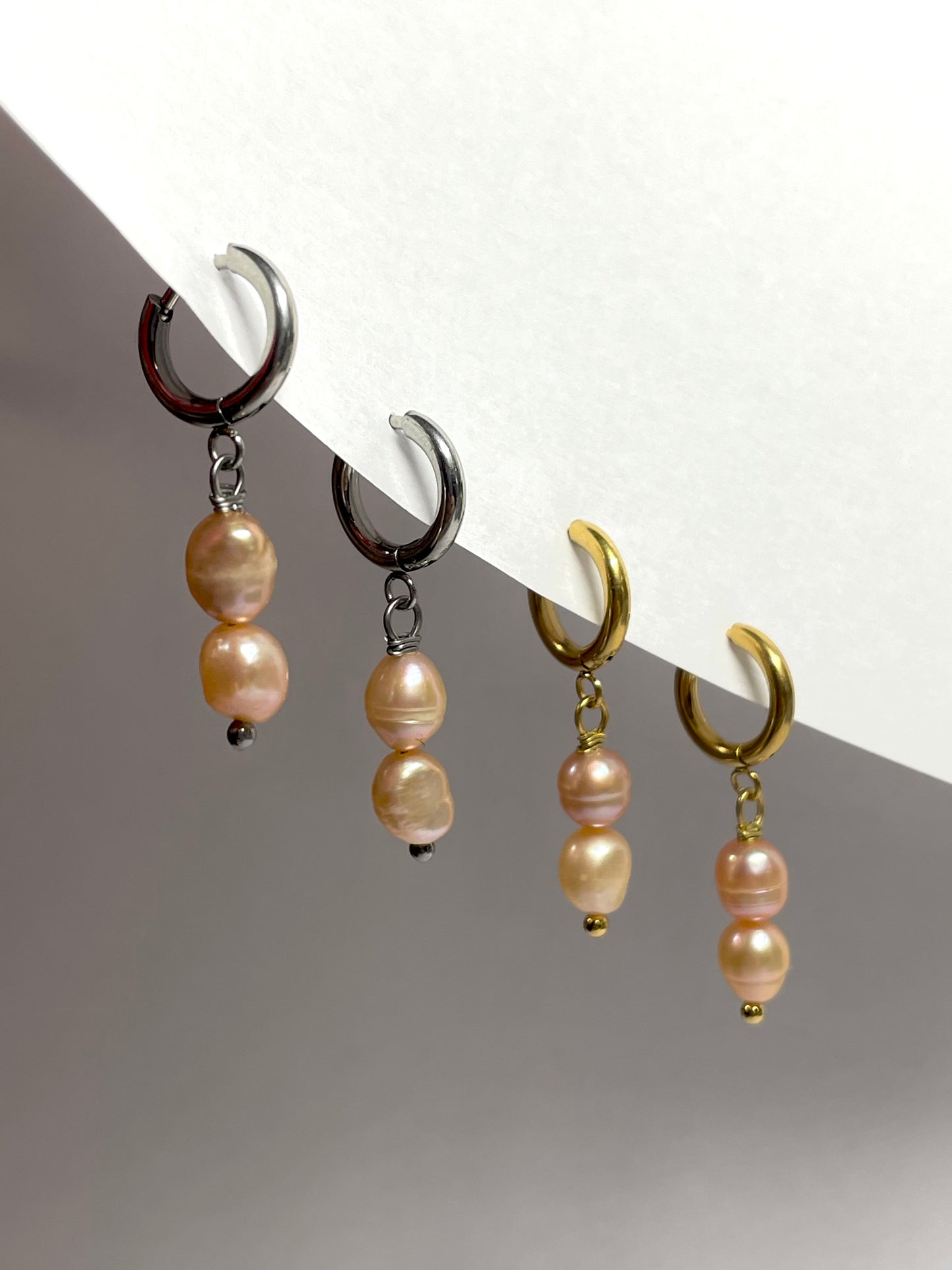 Peach freshwater pearl earrings