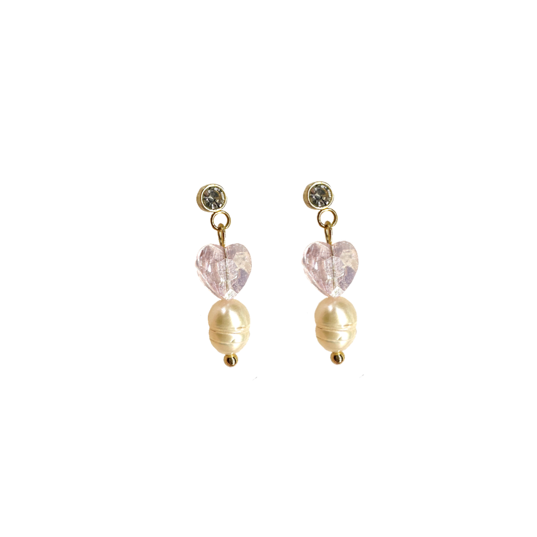 Cute hearts pearl earrings