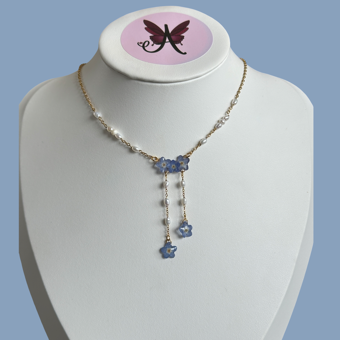 Forget me not pearl necklace