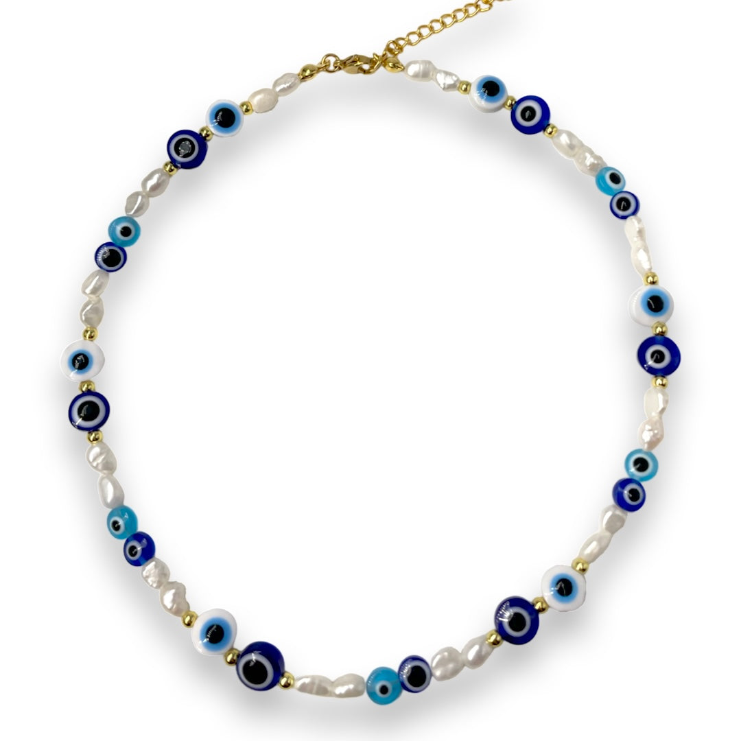 Blue lagoon evil eye necklace