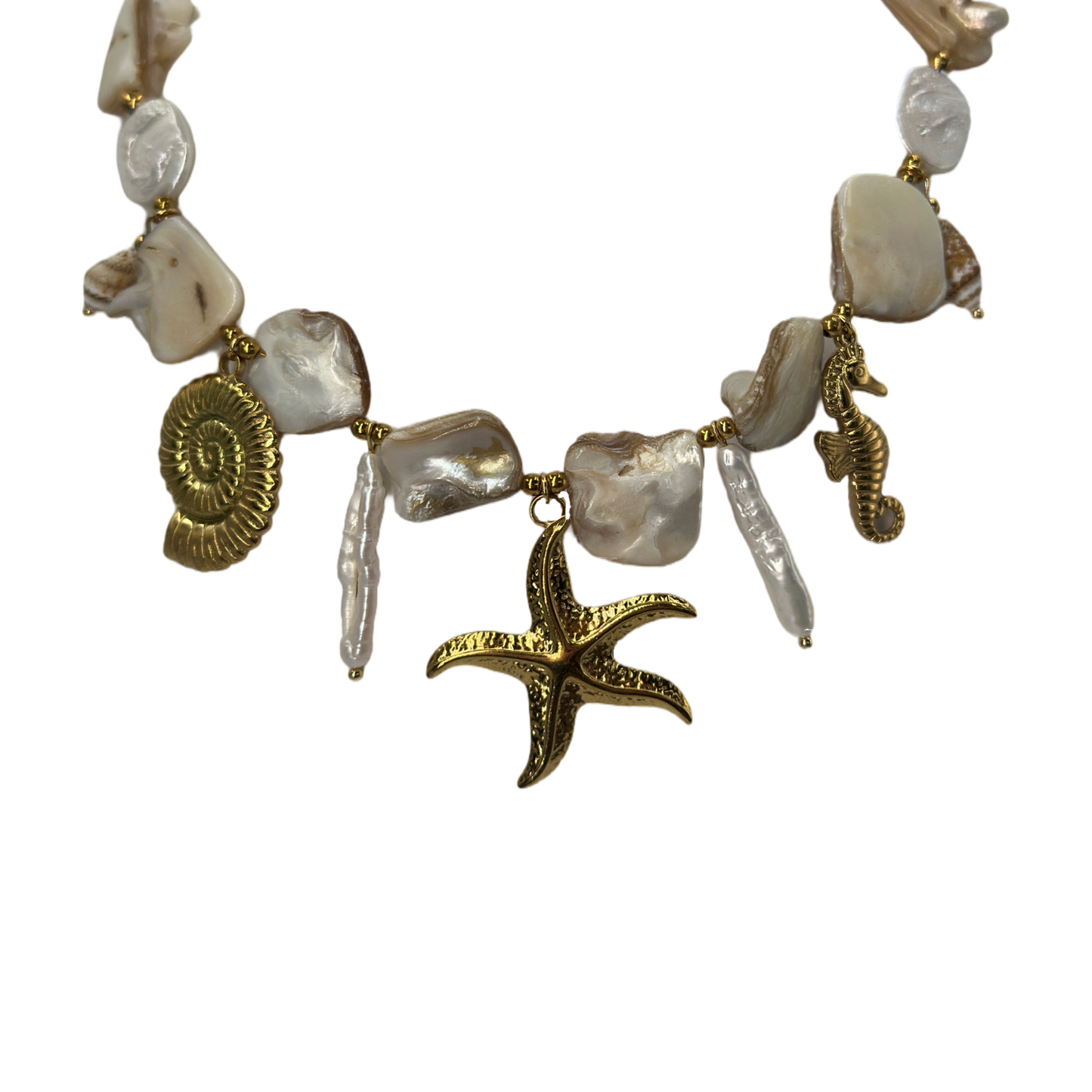 Chunky shelly pendant summer necklace