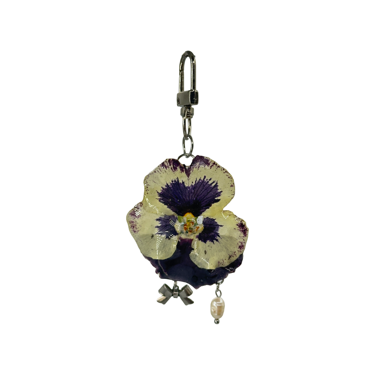 Simple pansy bow bag charm