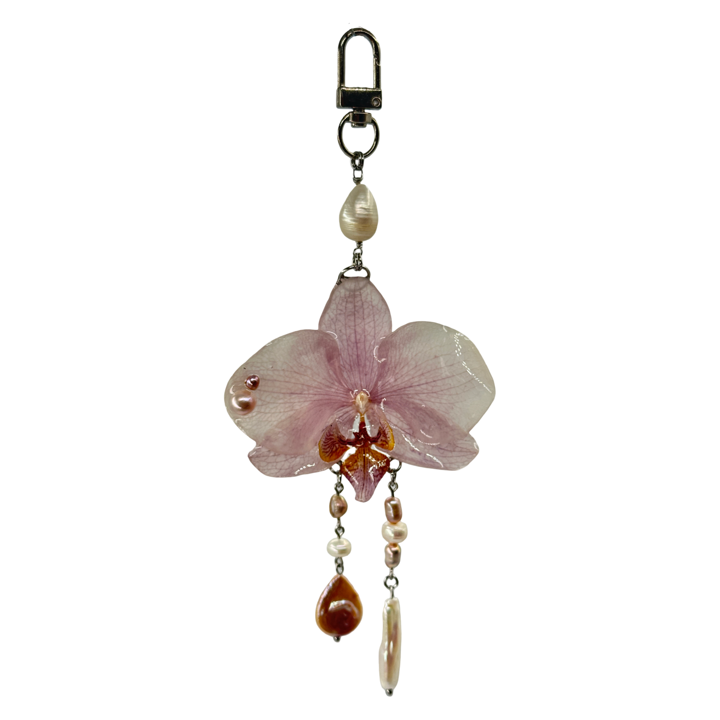 Pearly pinky dream orchid bag charm
