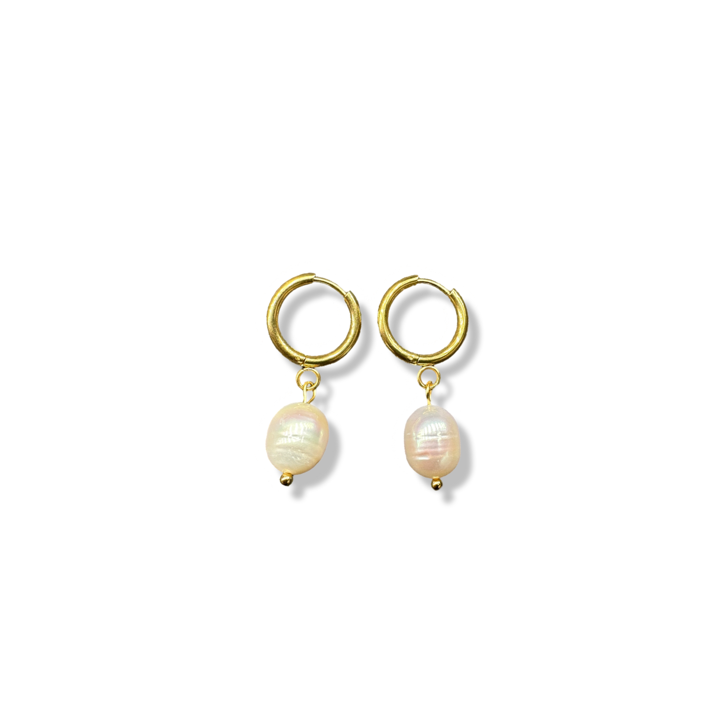 Simple hoops pearl earrings