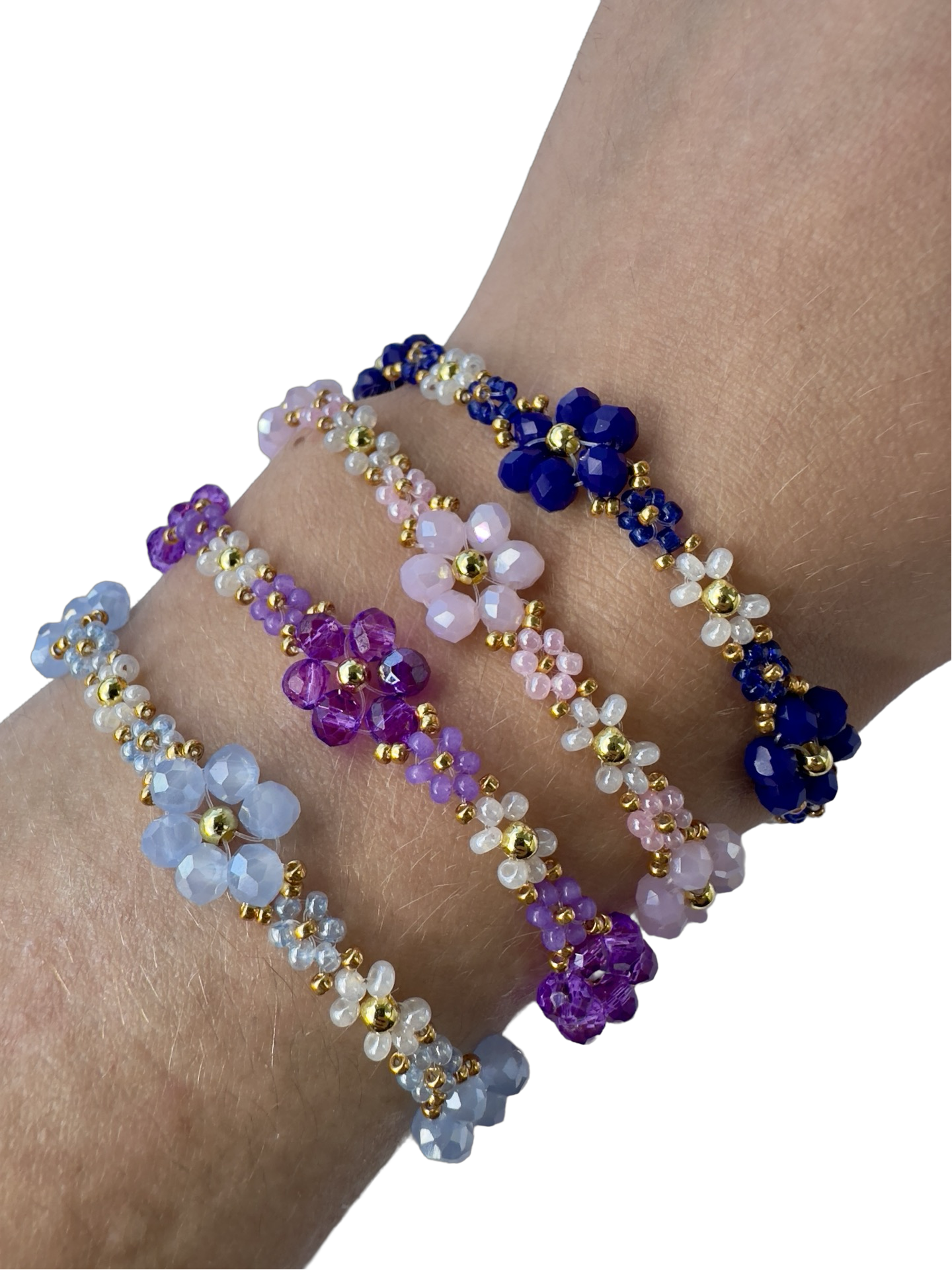 3 flowers beaded bracelet
