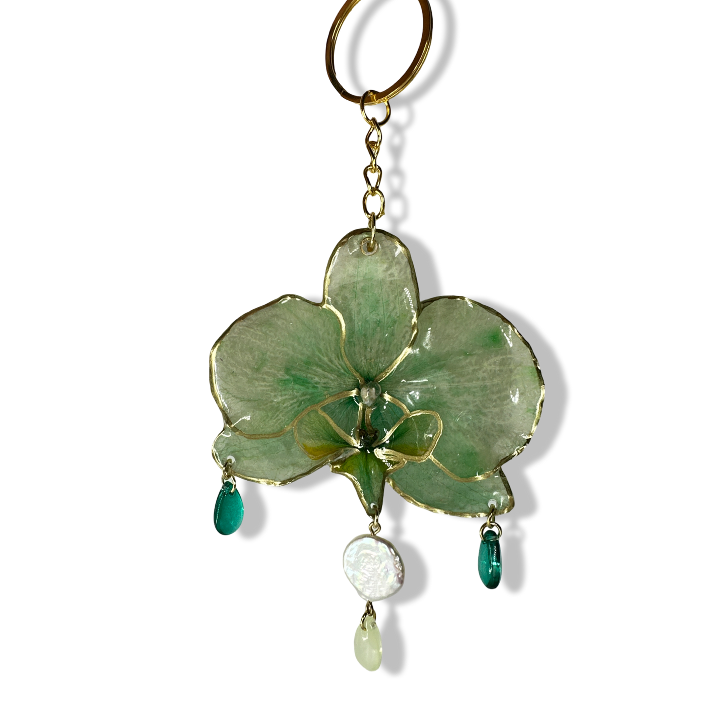 Green dairy orchid bag charm