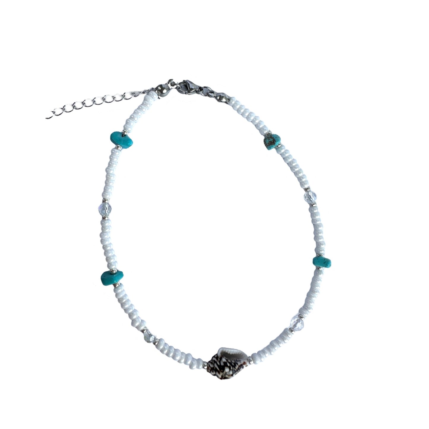 Shell turquoise beaded anklet