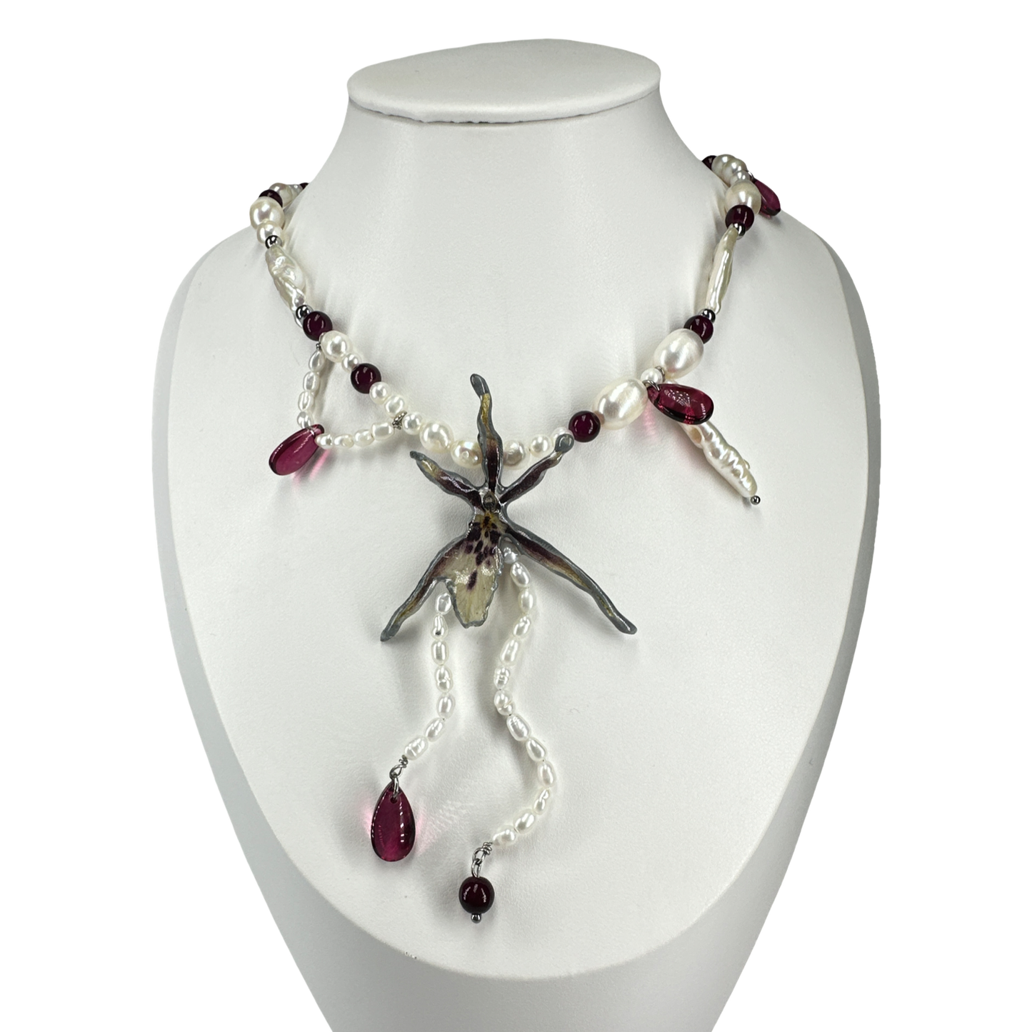 Blood drop orchid necklace