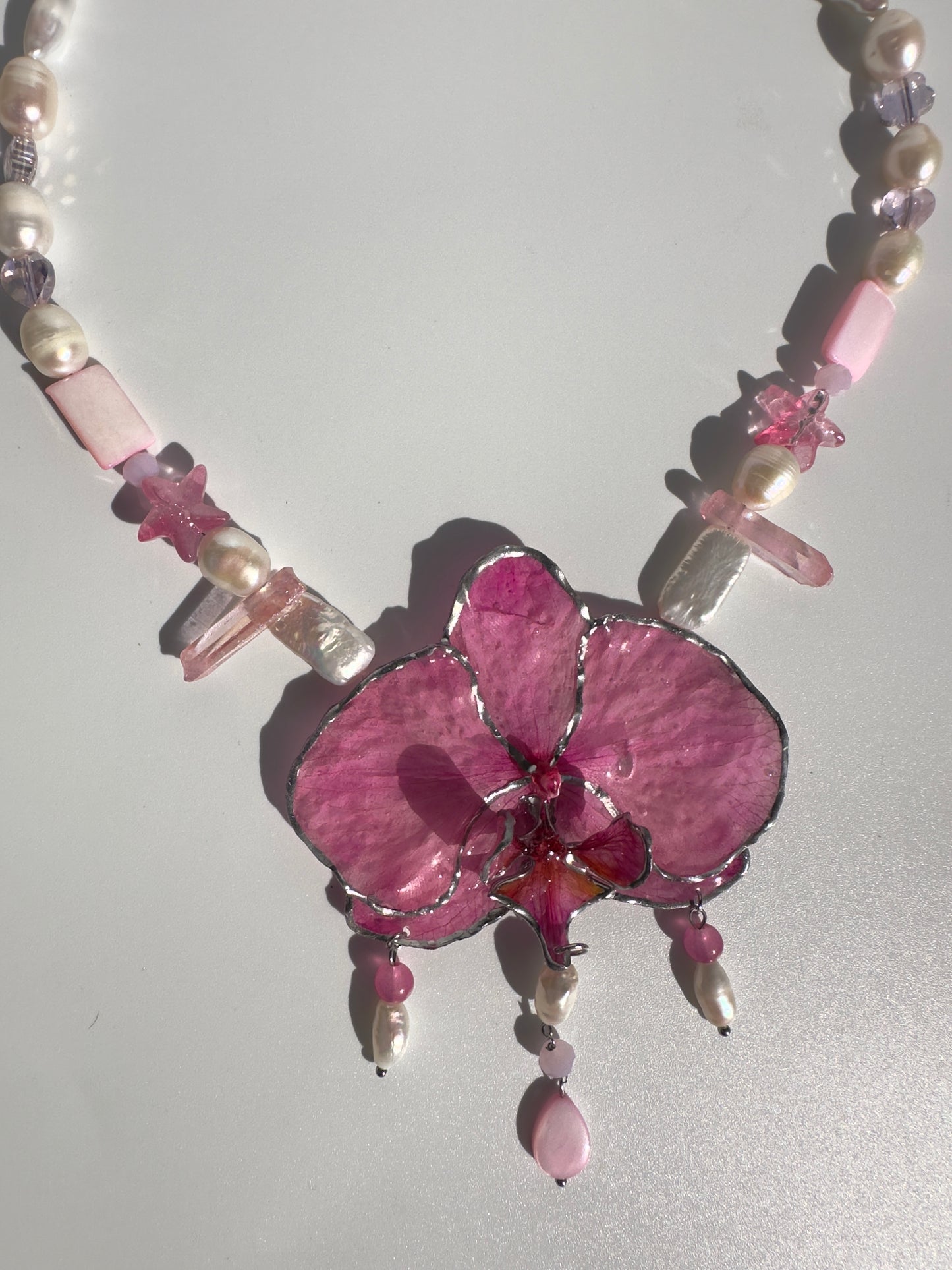 Barbie pink orchid pearly necklace