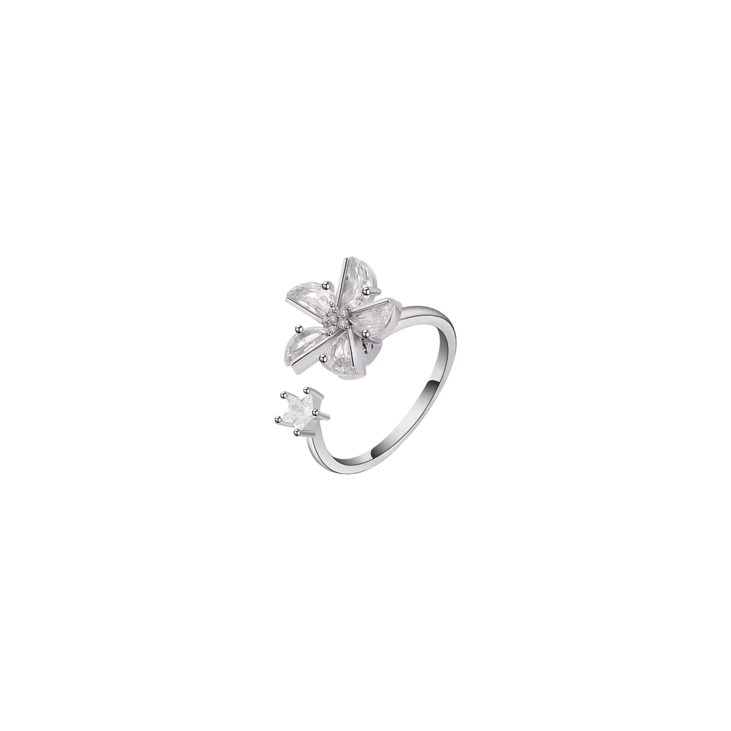 Sparkly flower spinning anxiety ring