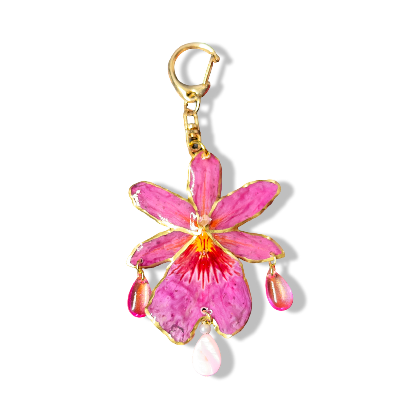 Pinky drops orchid bag charm
