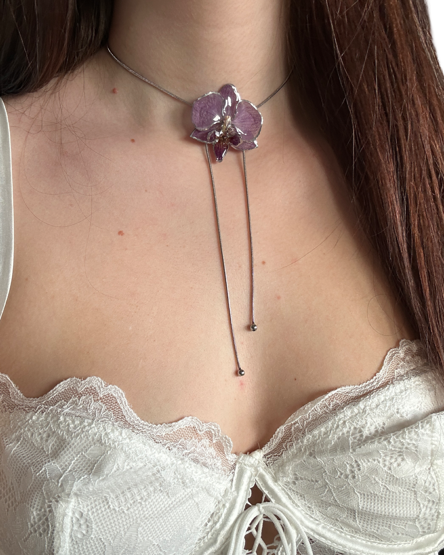 Eveling purple simple orchid necklace