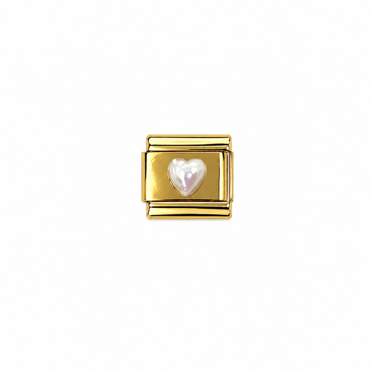 Pearly heart italian charm