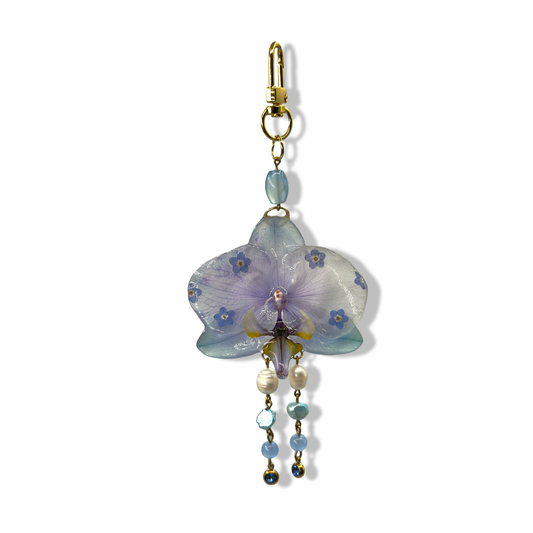 Obsidia forget me not orchid bag charm