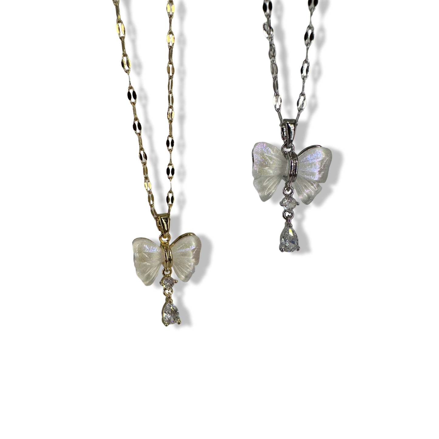 Holografic bow stone necklace