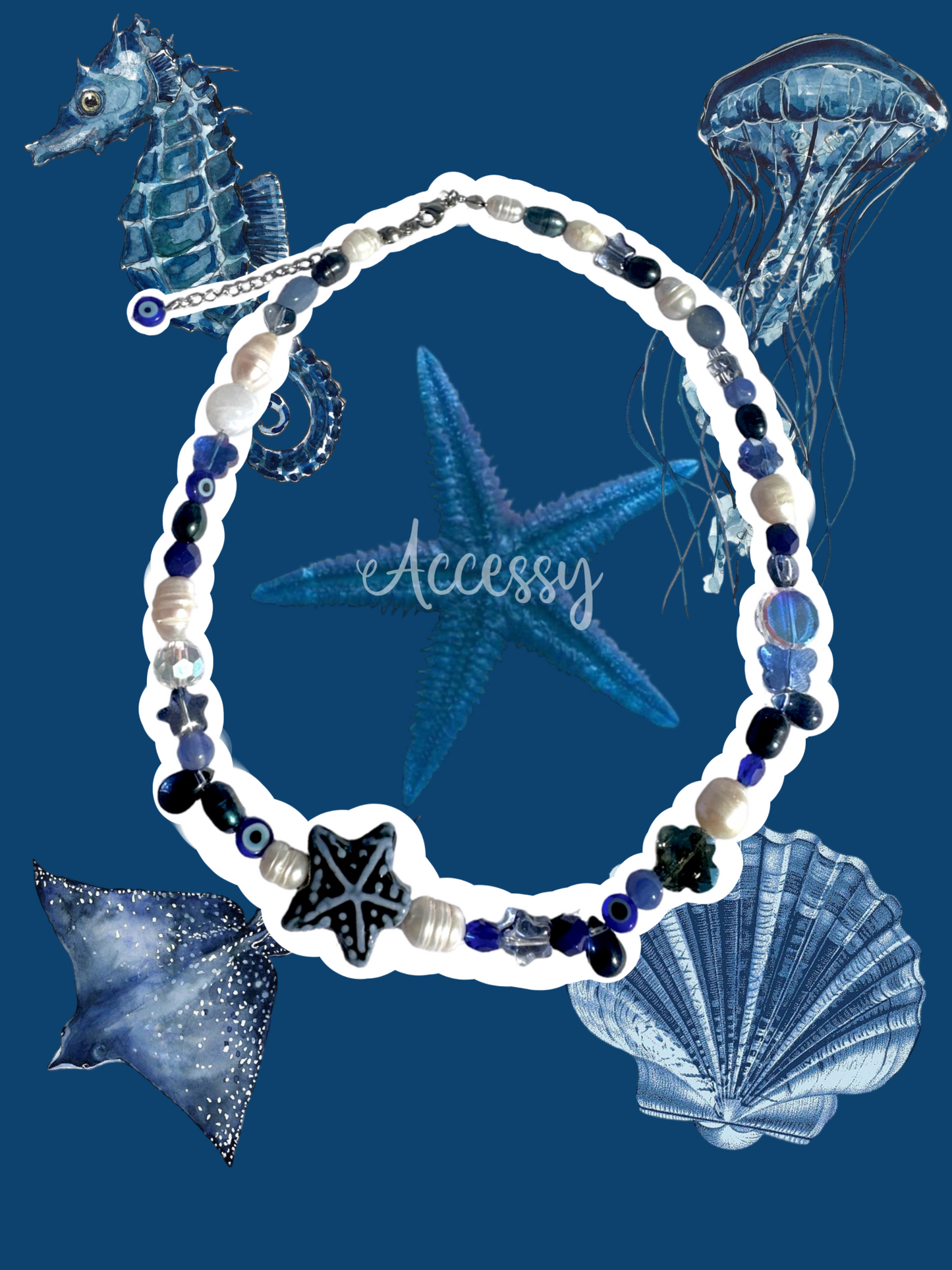 Deep sea glass necklace