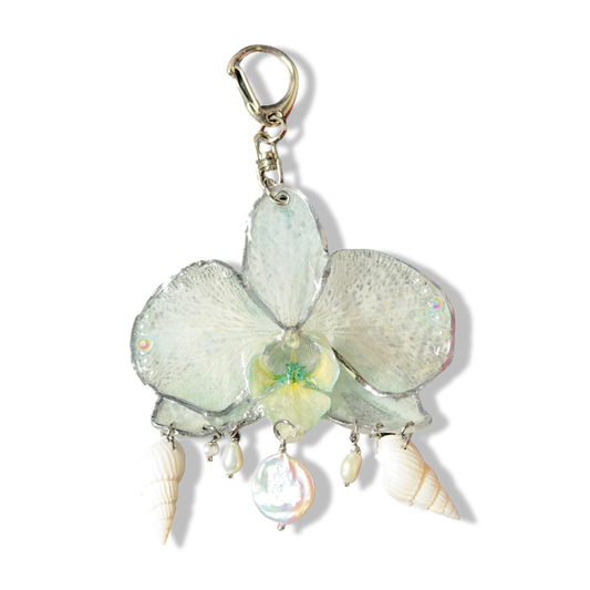 Tyrkys shells orchid bag charm