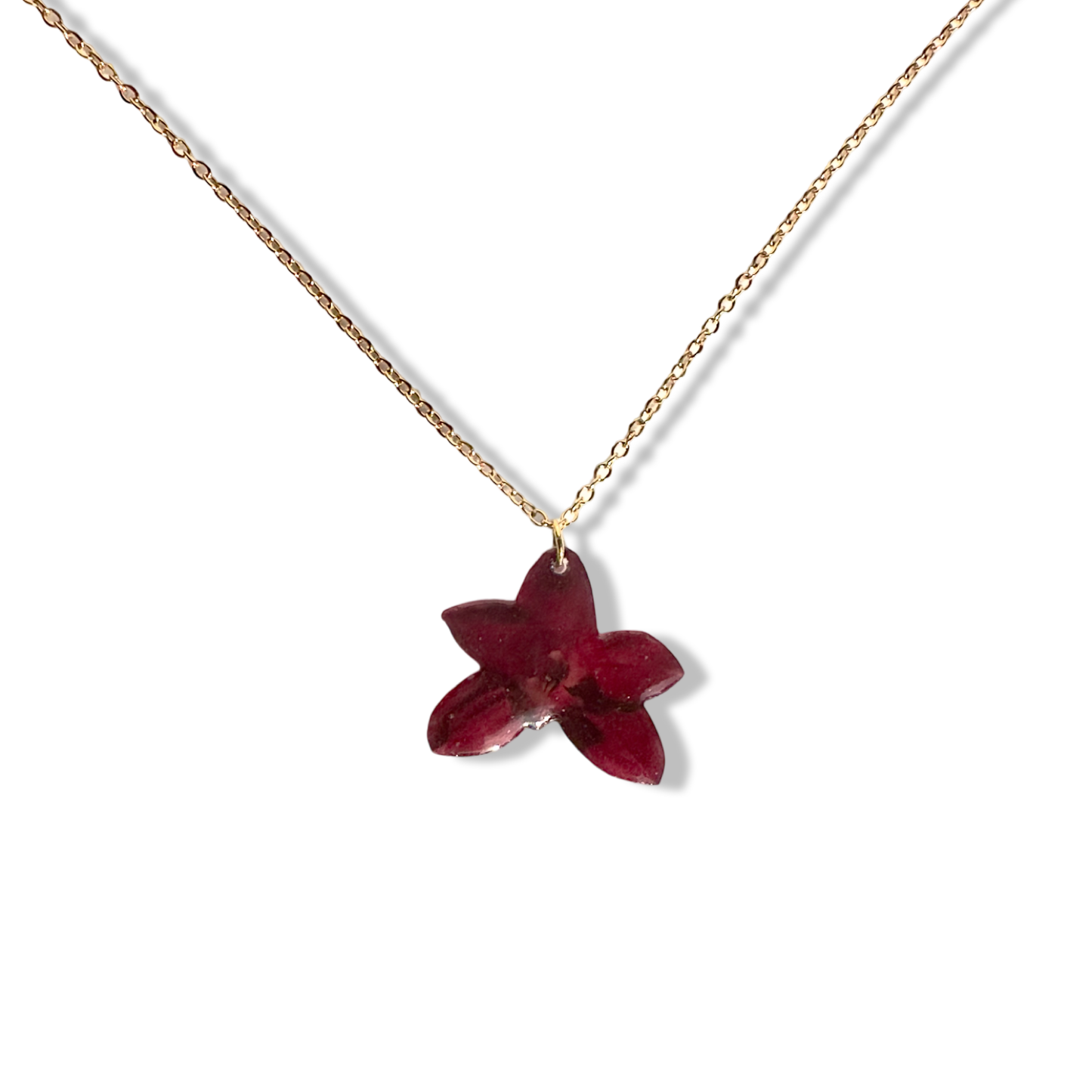 Acrylic red cymbidium orchid necklace