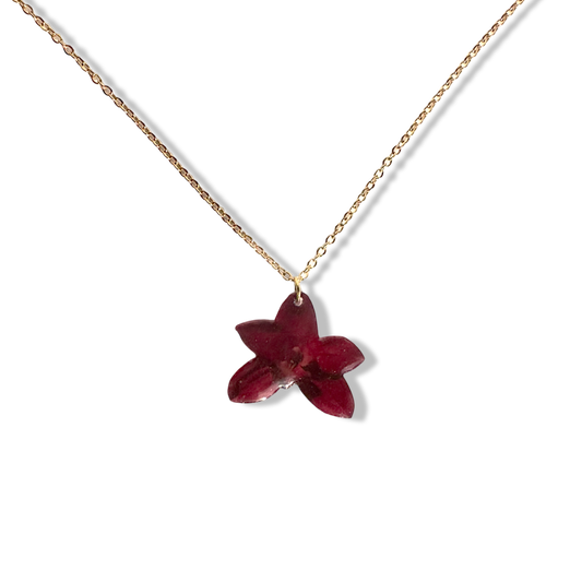 Acrylic red cymbidium orchid necklace