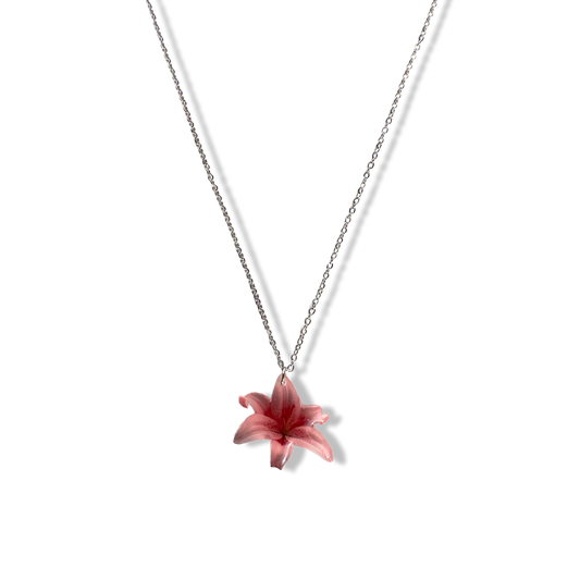 Acrylic pink lilly necklace