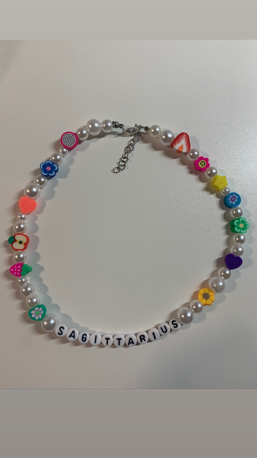 Beaded zodiac sign necklace