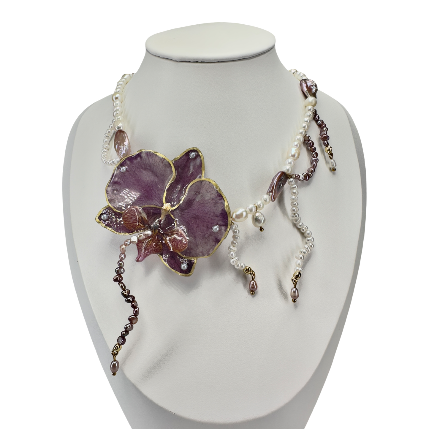 Magic swirl purple orchid necklace