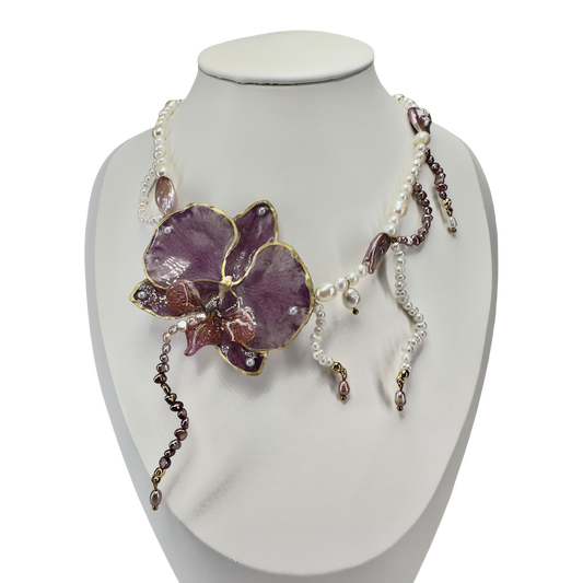 Magic swirl purple orchid necklace