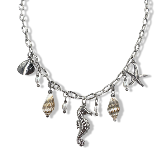 Seahorse&shells pearly summer necklace