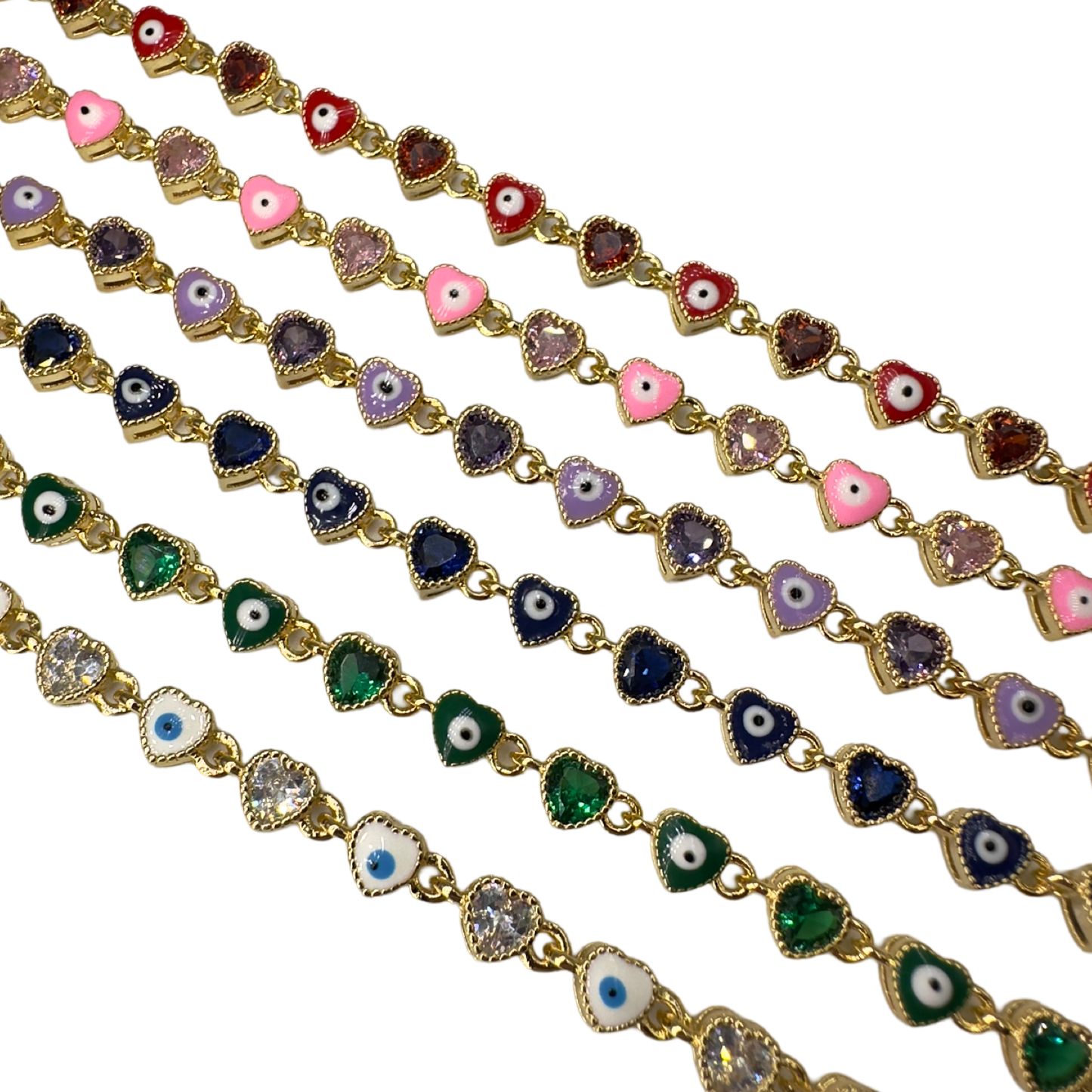 Evil eye shiny heart bracelet