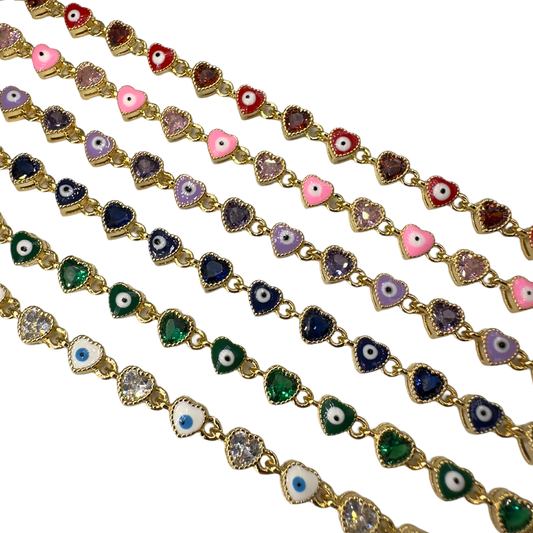 Evil eye shiny heart bracelet