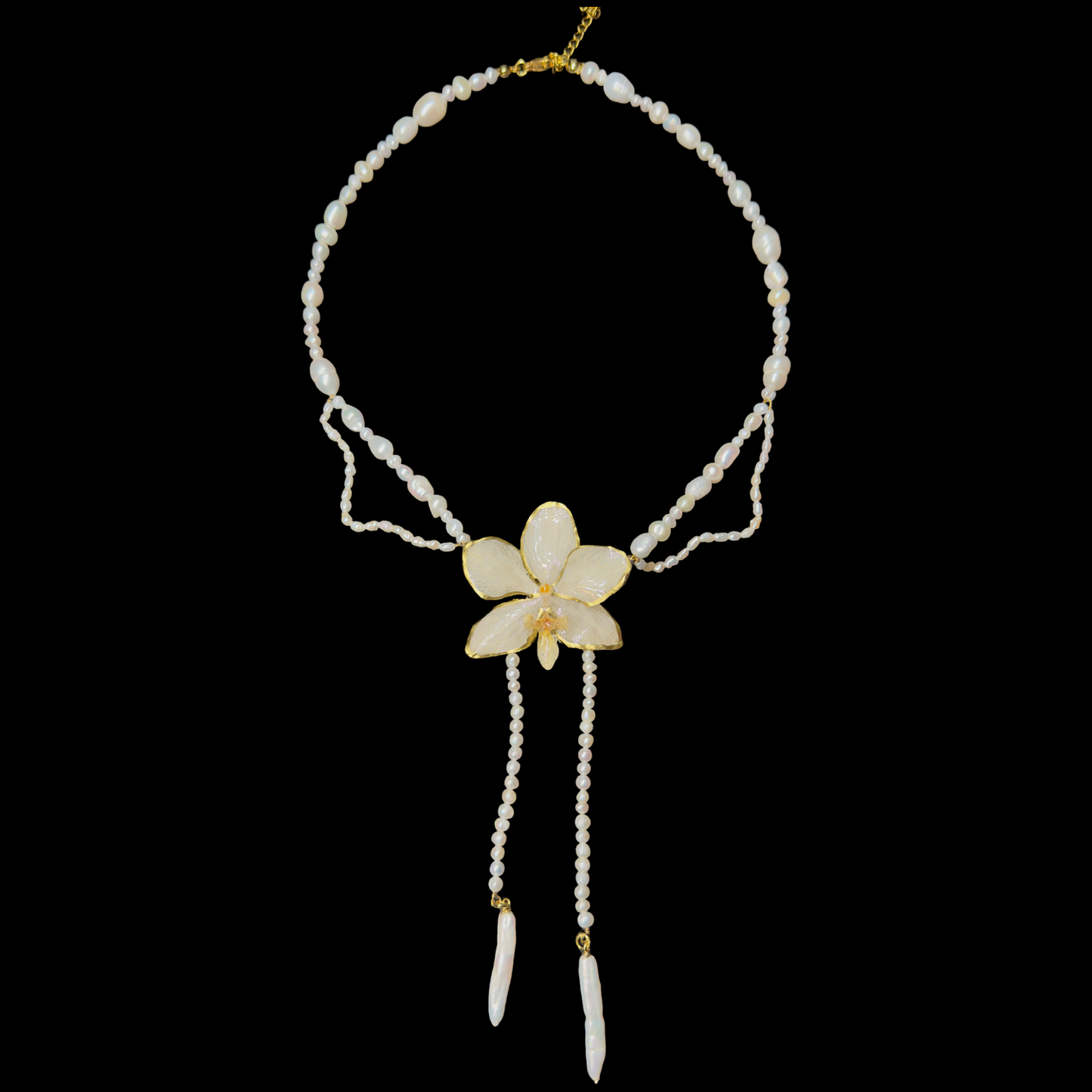 Golden petal whisper orchid necklace