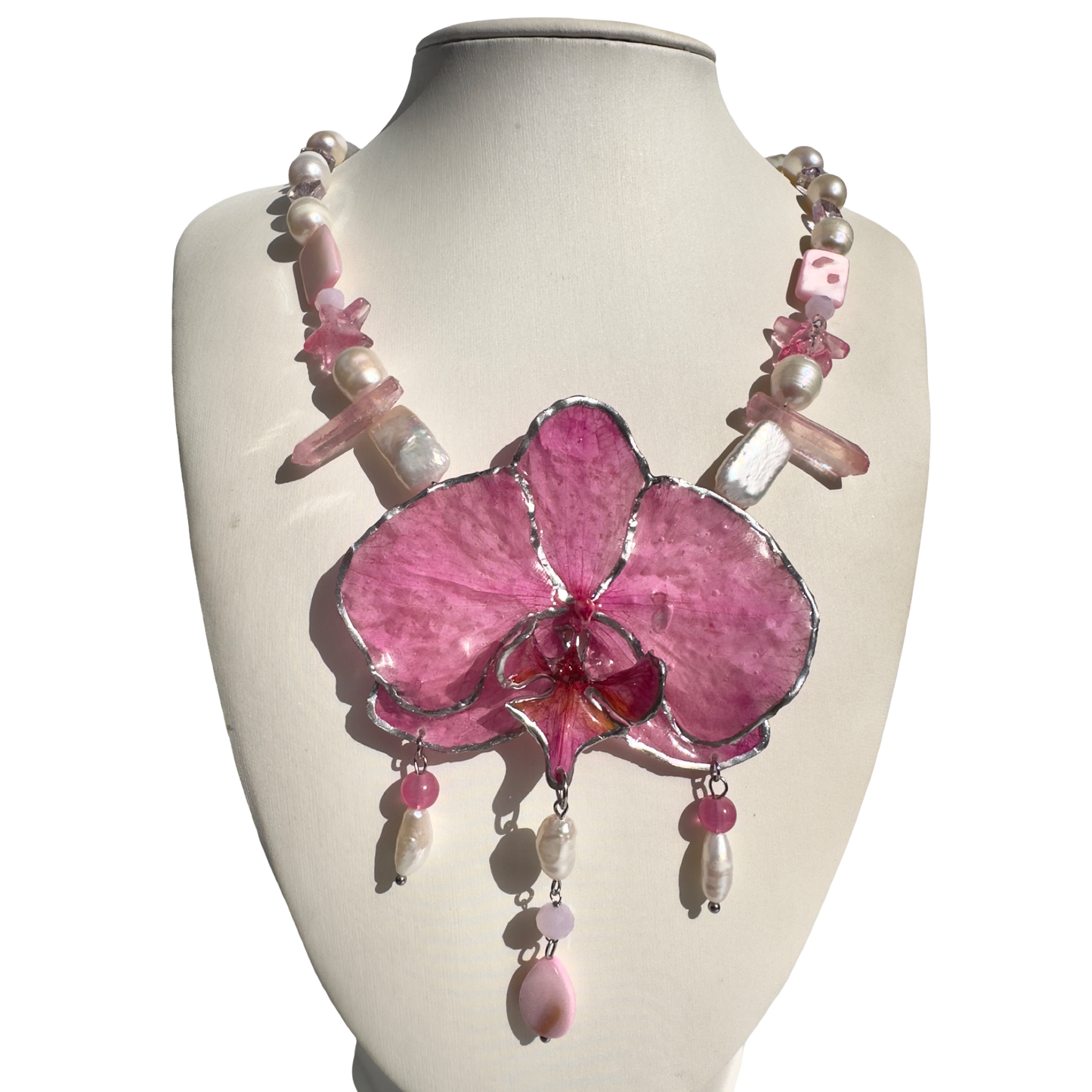 Barbie pink orchid pearly necklace