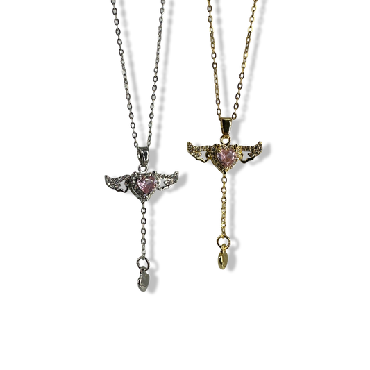 Heart wings sparkly chain