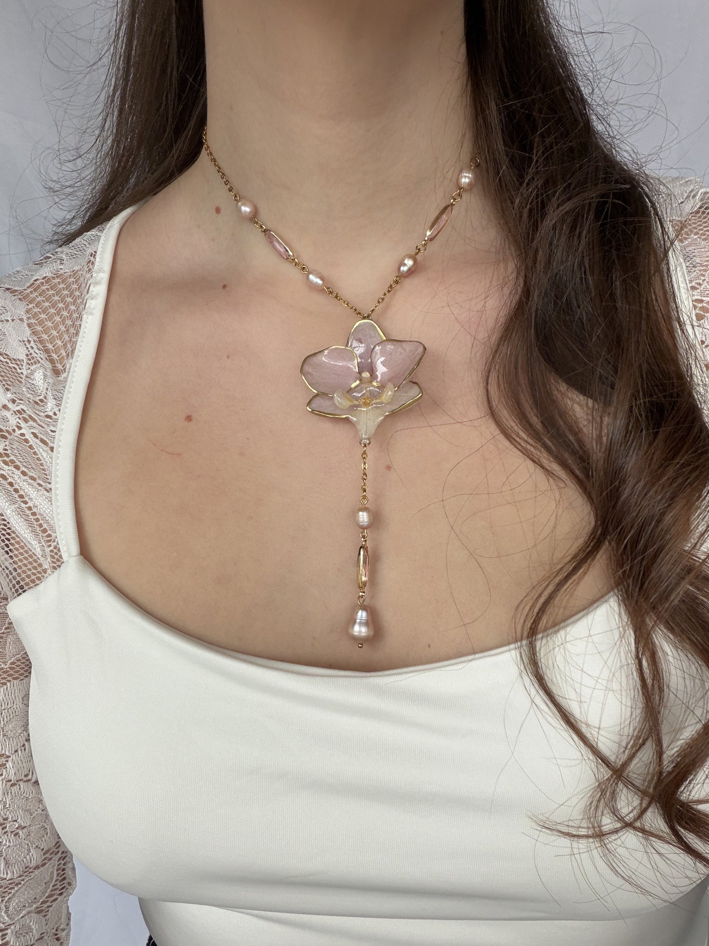 Coraline orchid necklace