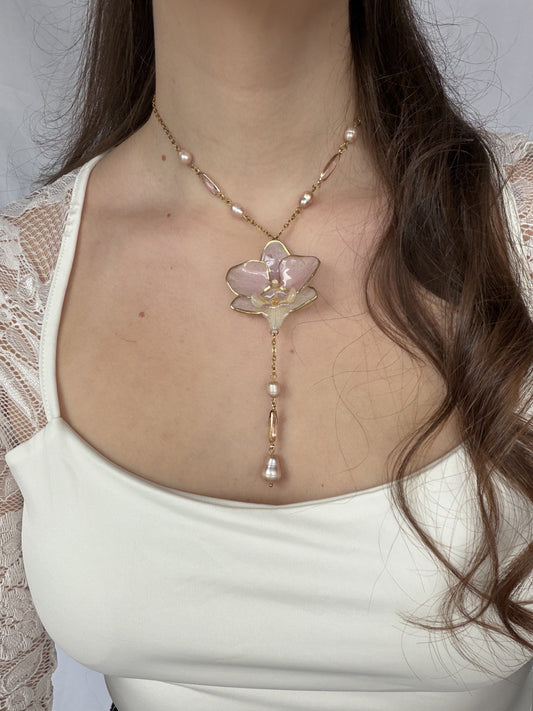 Coraline orchid necklace
