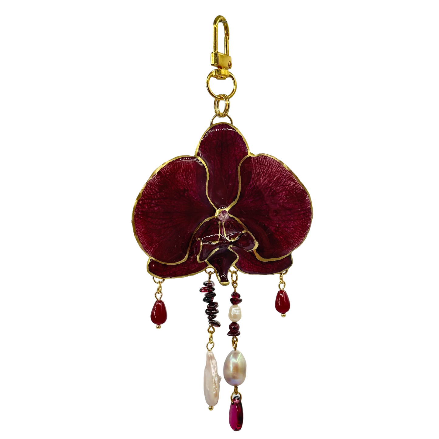 Red bloody orchid bag charm