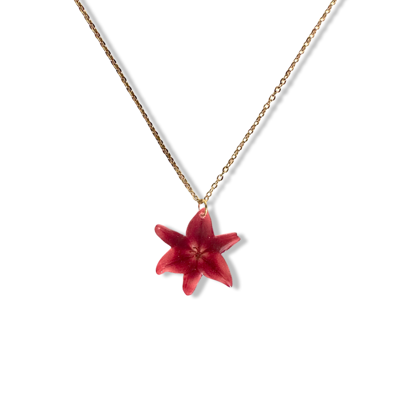 Acrylic red lilly necklace