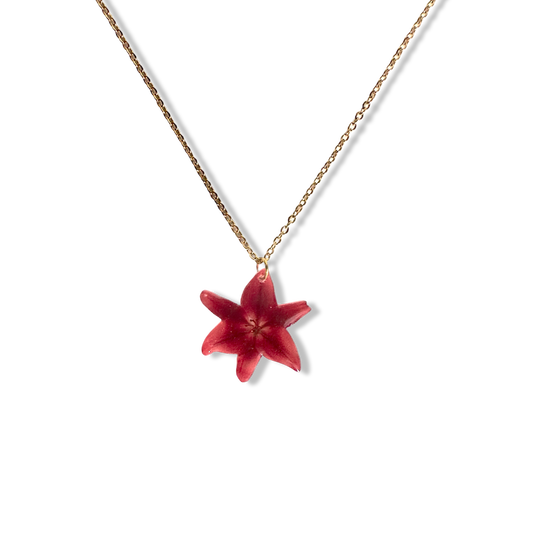Acrylic red lilly necklace