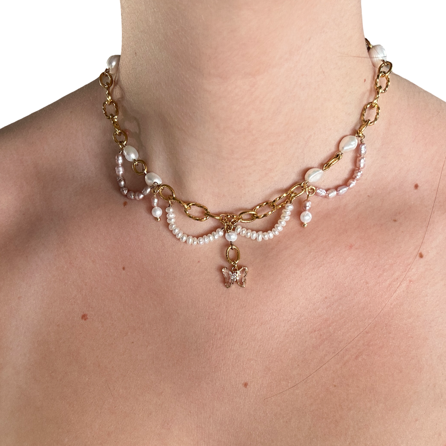 Butterfly aurora pearl necklace (LIMITED EDITION)