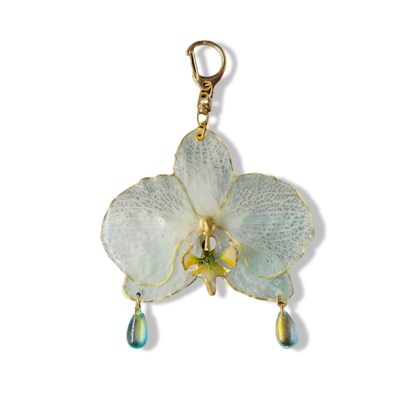 Aquatic drop orchid bag charm