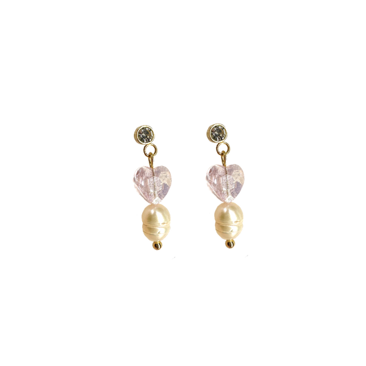 Cute hearts pearl earrings