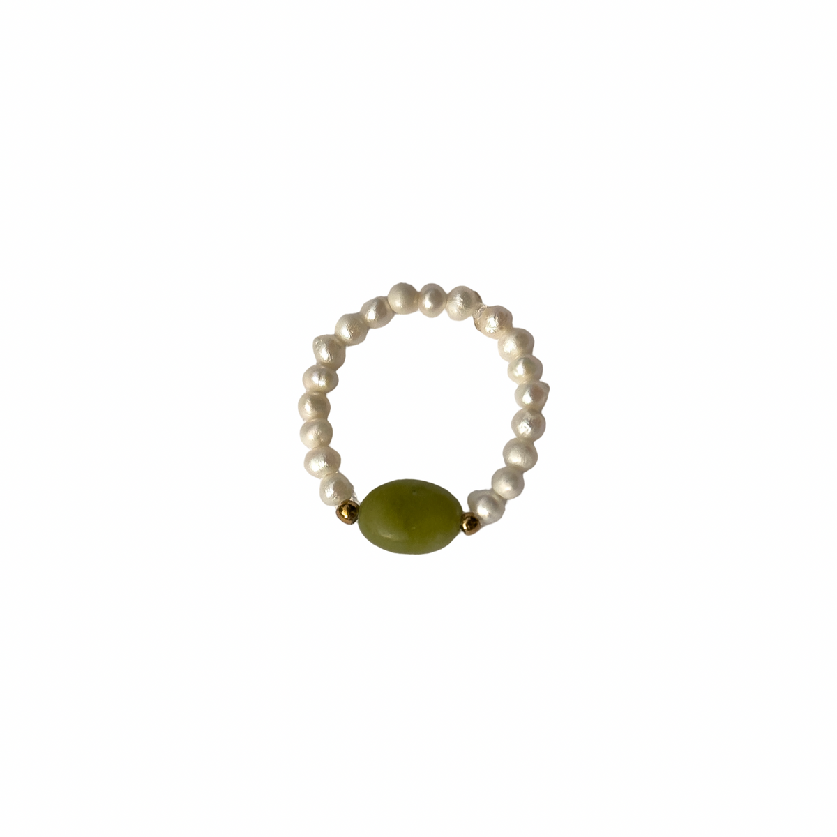 Green Jade pearl ring