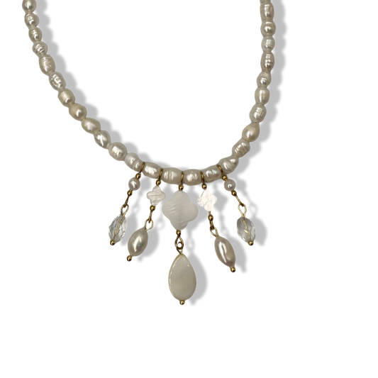Ricepearls charms elegant necklace